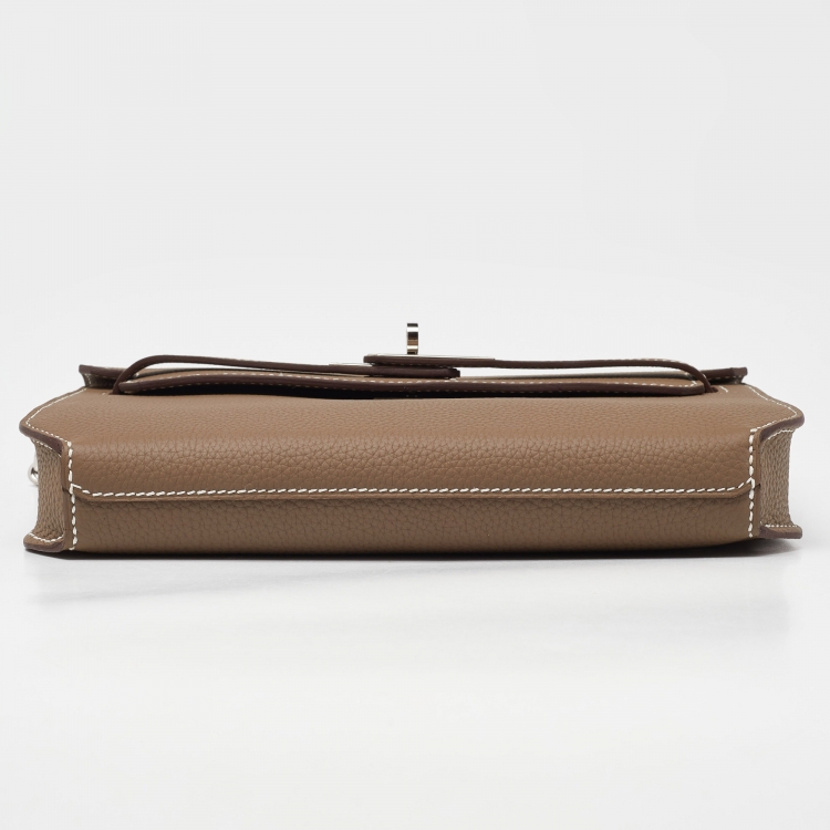 Pre Owned Hermès Etoupe Togo Leather Kelly Depeches 25 Pouch