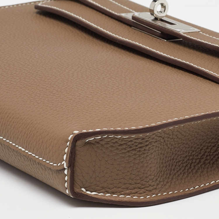 Pre Owned Hermès Etoupe Togo Leather Kelly Depeches 25 Pouch