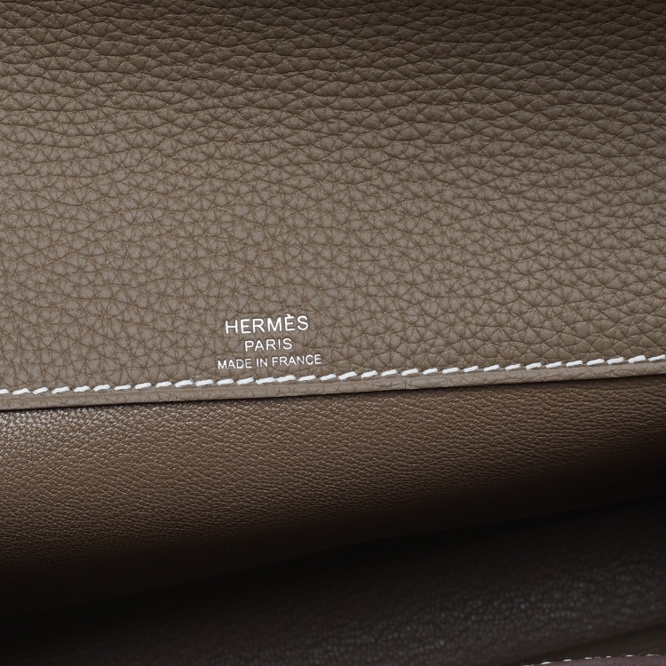 Pre Owned Hermès Etoupe Togo Leather Kelly Depeches 25 Pouch