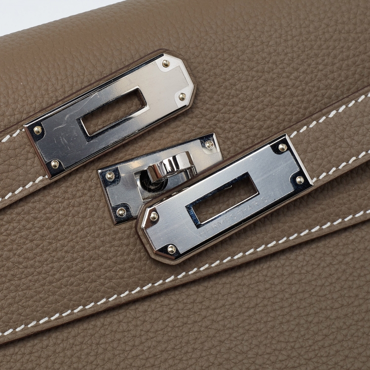 Pre Owned Hermès Etoupe Togo Leather Kelly Depeches 25 Pouch
