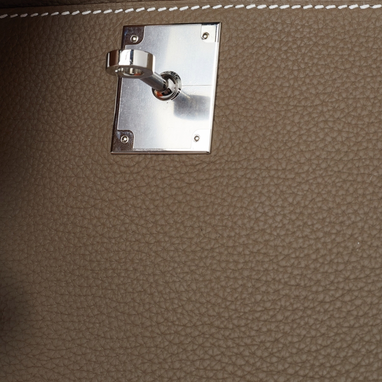 Pre Owned Hermès Etoupe Togo Leather Kelly Depeches 25 Pouch