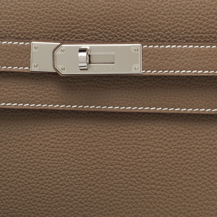 Pre Owned Hermès Etoupe Togo Leather Kelly Depeches 25 Pouch