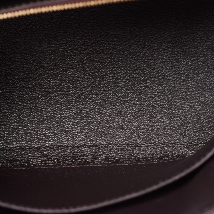 Pre Owned Hermès Orange Poppy/Amethyst Alligator Gold Finish Made To Order Kelly Retourne 25 Bag