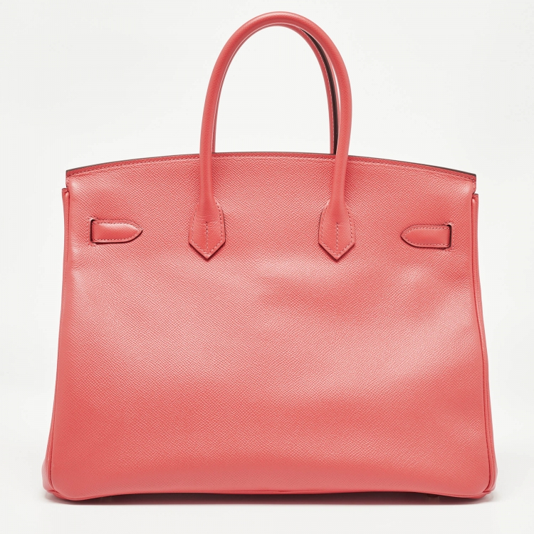 Pre Owned Hermès Rose Jaipur Epsom Leather Gold Finish Birkin 35 Bag