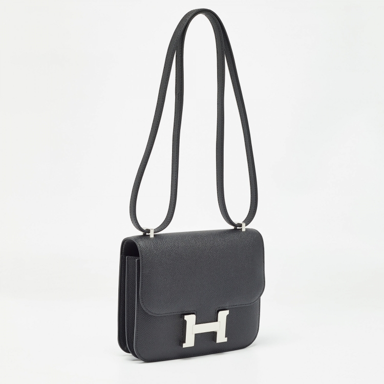 Pre Owned Hermès Black Epsom Leather Palladium Finish Constance III Mini Bag