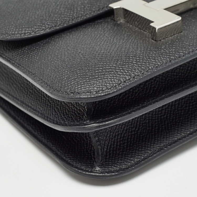 Pre Owned Hermès Black Epsom Leather Palladium Finish Constance III Mini Bag