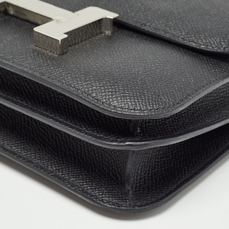 Pre Owned Hermès Black Epsom Leather Palladium Finish Constance III Mini Bag