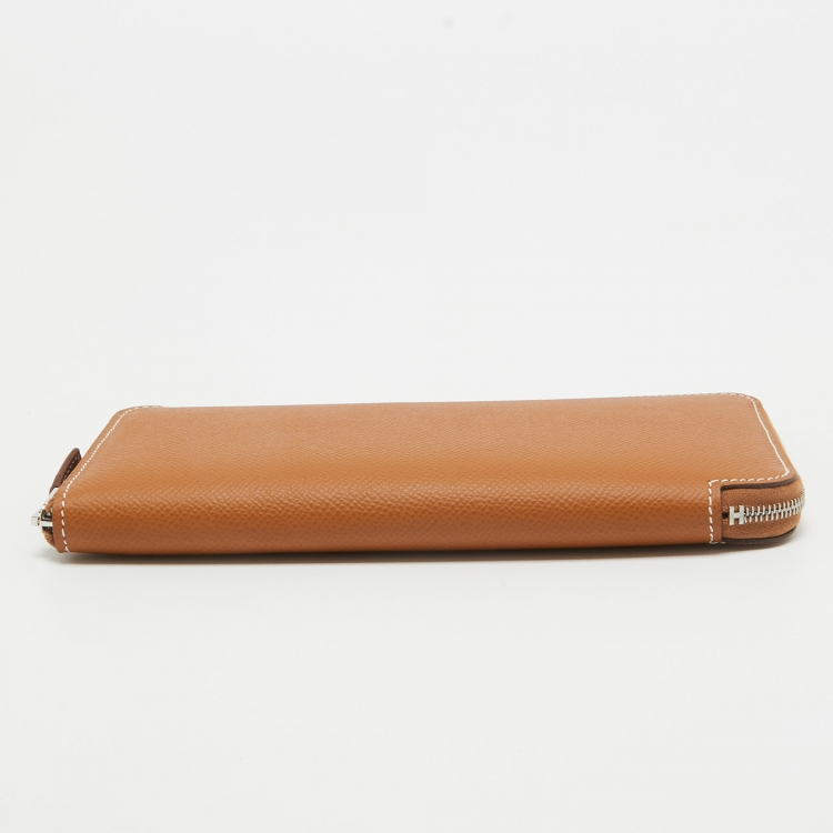 Pre Owned Hermes Gold Epsom Leather Silk'In Classique Long Wallet