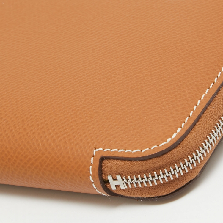 Pre Owned Hermes Gold Epsom Leather Silk'In Classique Long Wallet