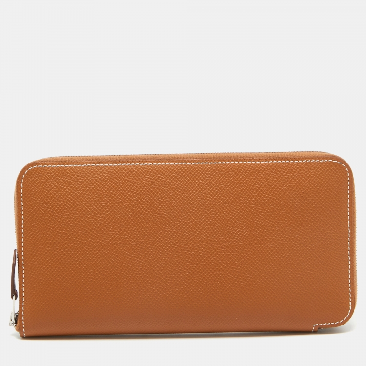 Pre Owned Hermes Gold Epsom Leather Silk'In Classique Long Wallet