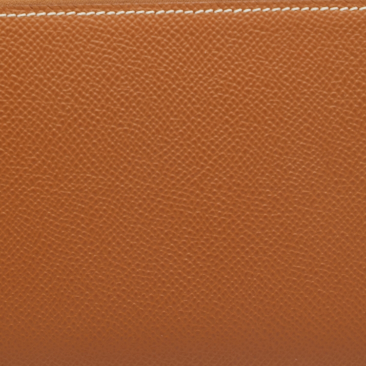 Pre Owned Hermes Gold Epsom Leather Silk'In Classique Long Wallet