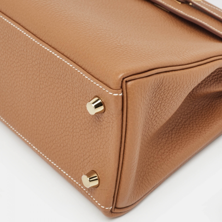 Pre Owned Hermès Gold Togo Leather Gold Finish Kelly Retourne 25 Bag