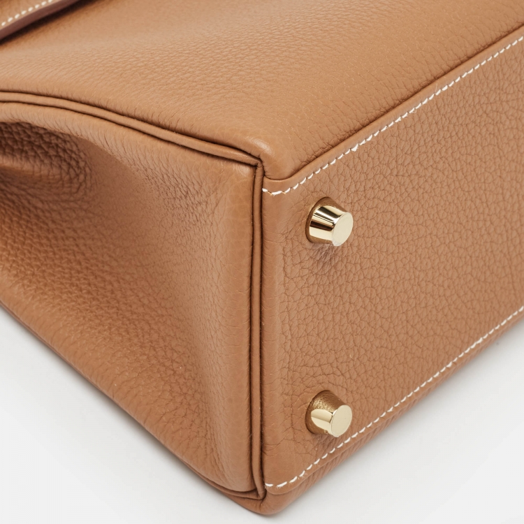 Pre Owned Hermès Gold Togo Leather Gold Finish Kelly Retourne 25 Bag