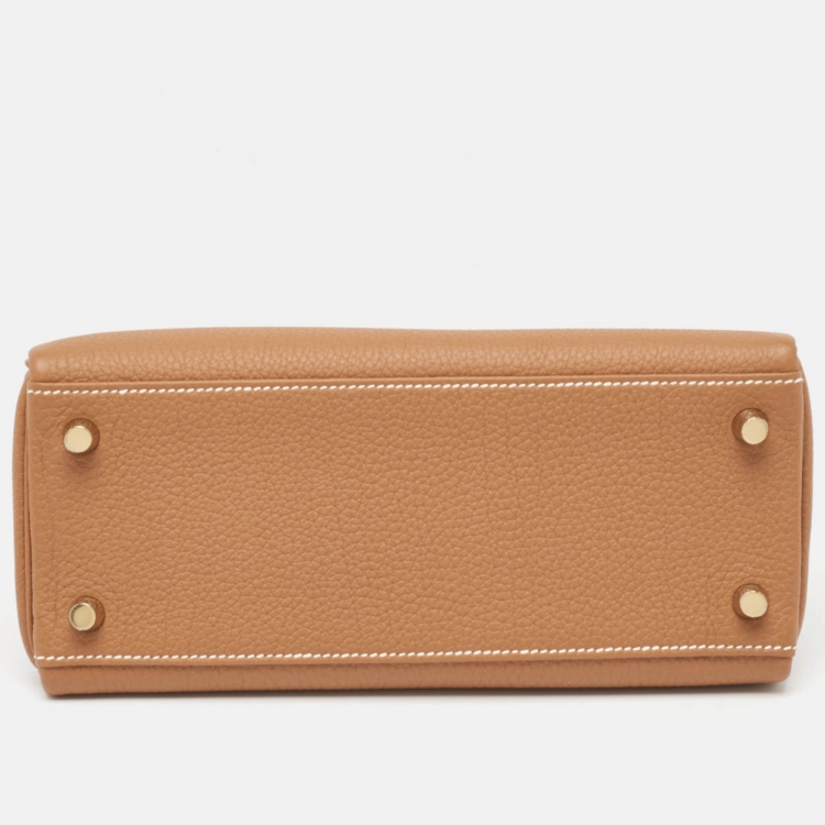 Pre Owned Hermès Gold Togo Leather Gold Finish Kelly Retourne 25 Bag