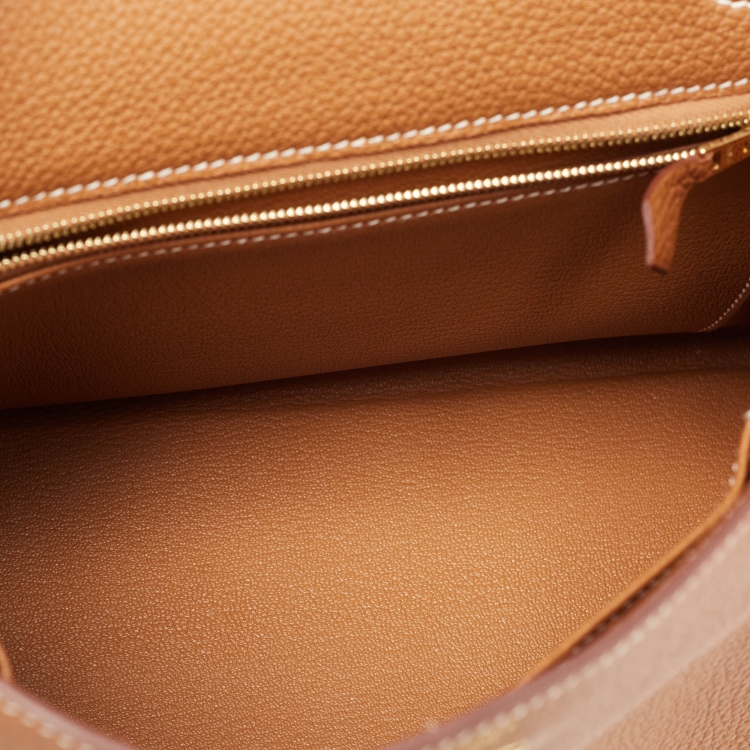 Pre Owned Hermès Gold Togo Leather Gold Finish Kelly Retourne 25 Bag