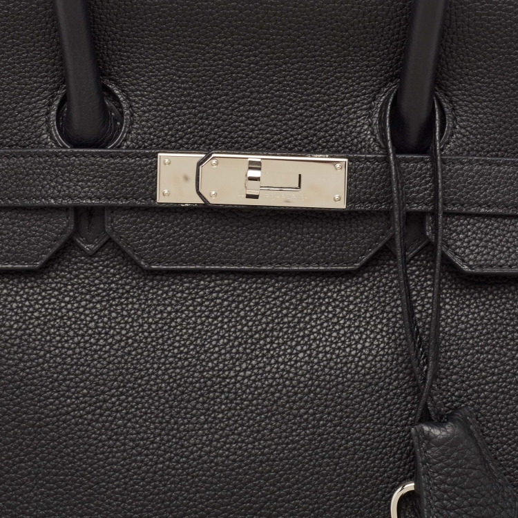 Pre Owned Hermès Noir Togo Leather Palladium Finish Birkin 35 Bag