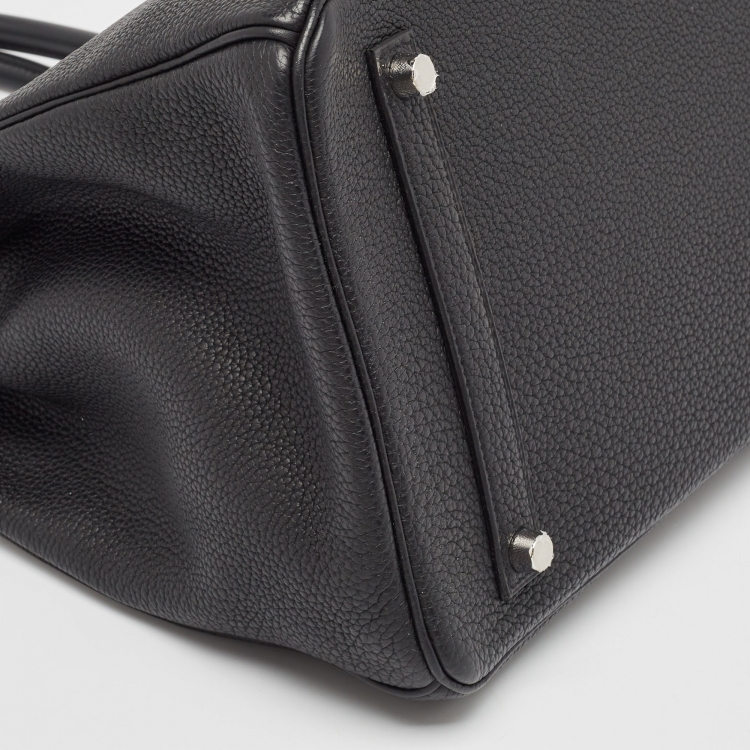 Pre Owned Hermès Noir Togo Leather Palladium Finish Birkin 35 Bag