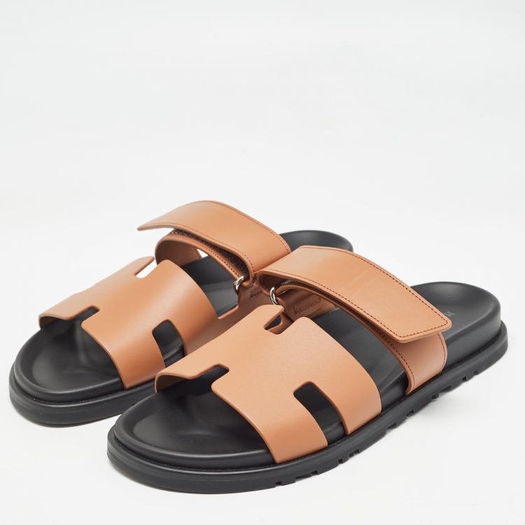 Pre Owned Hermes Brown Leather Chypre Sandals Size 40