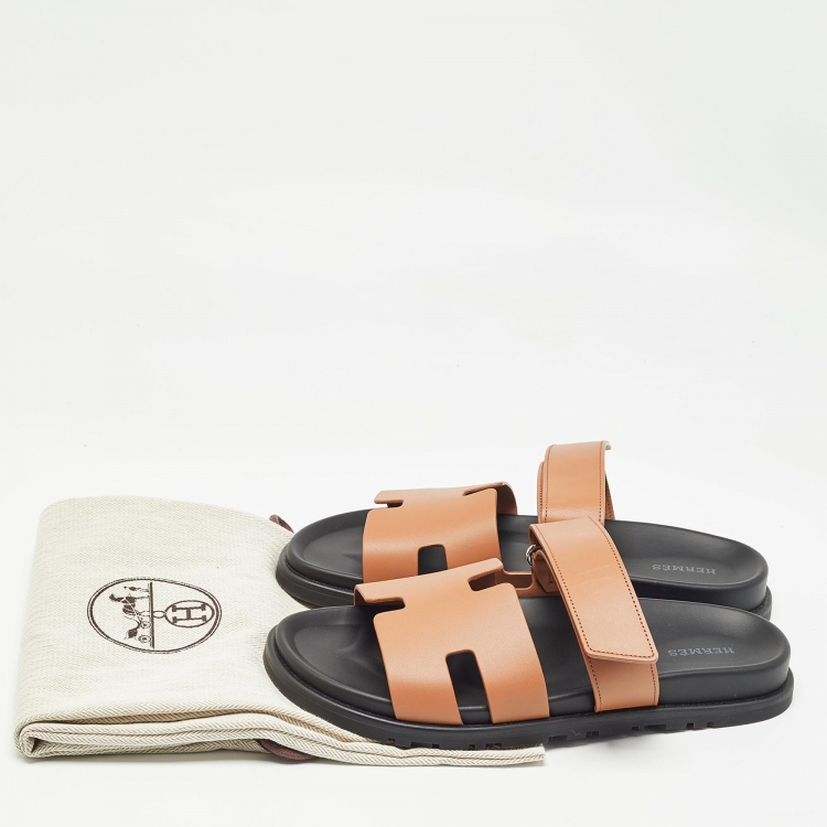 Pre Owned Hermes Brown Leather Chypre Sandals Size 40