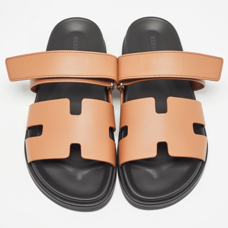 Pre Owned Hermes Brown Leather Chypre Sandals Size 40