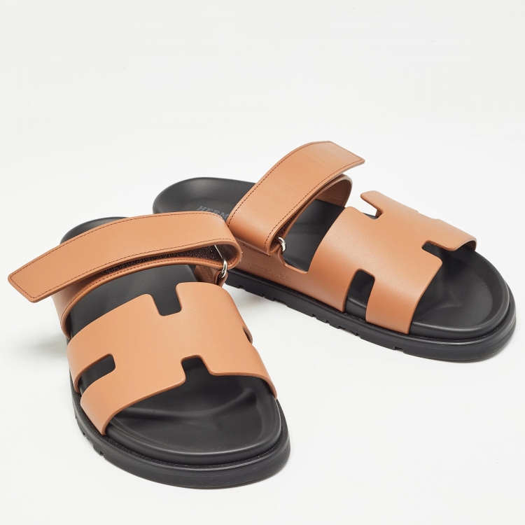 Pre Owned Hermes Brown Leather Chypre Sandals Size 40