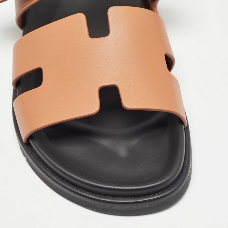 Pre Owned Hermes Brown Leather Chypre Sandals Size 40