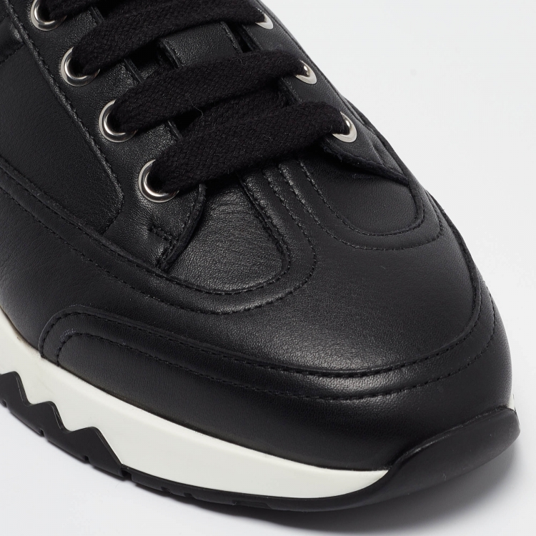Pre Owned Hermès Black/Brown Leather Trail Sneakers Size 38