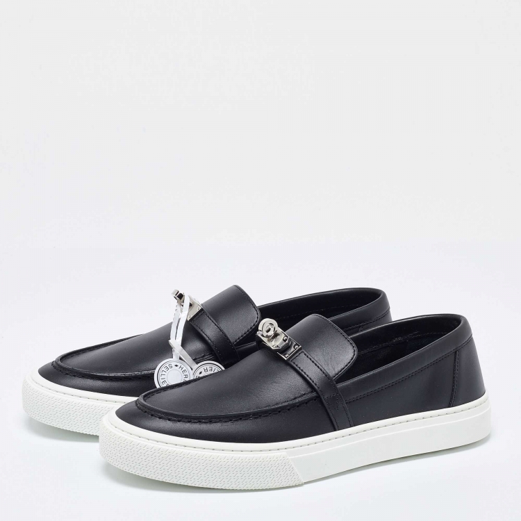 Pre Owned Hermes Black Leather Game Sneakers Size 37