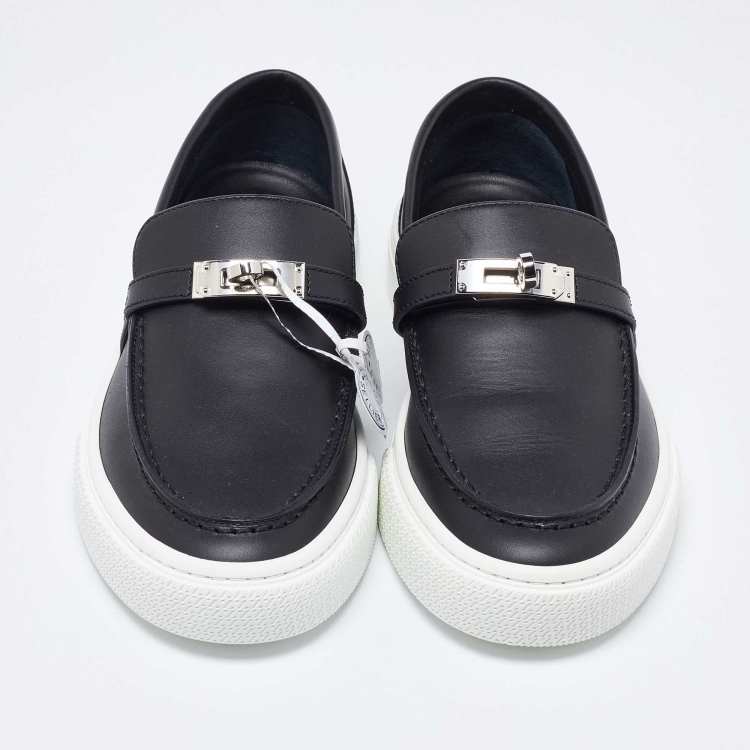 Pre Owned Hermes Black Leather Game Sneakers Size 37