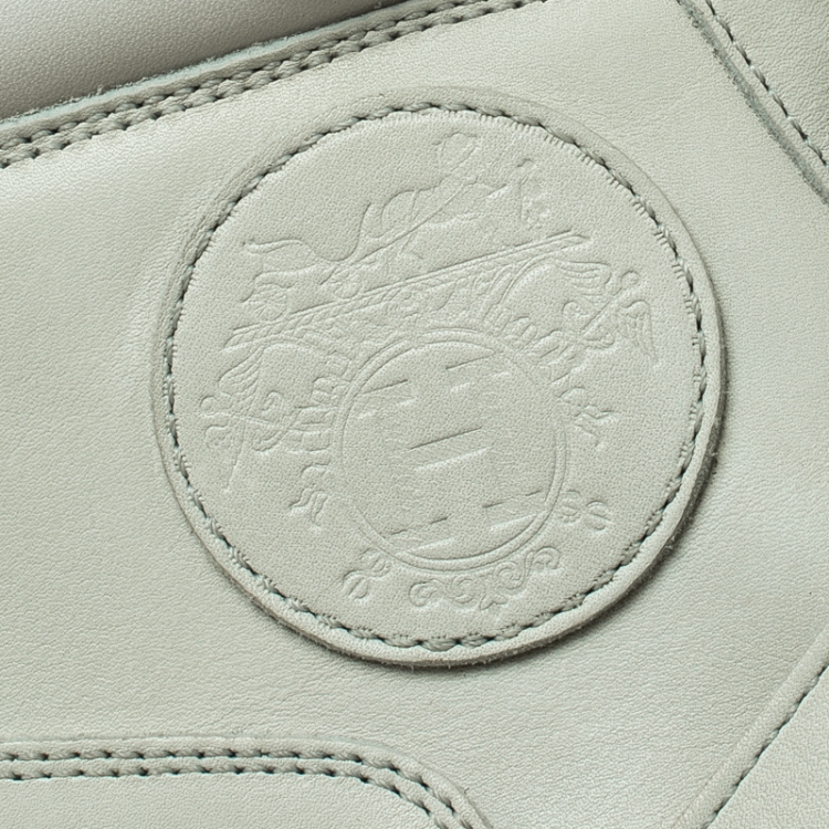 Pre Owned Hermes Off White Leather Ex Libris Detail Hiking Boots Size 37