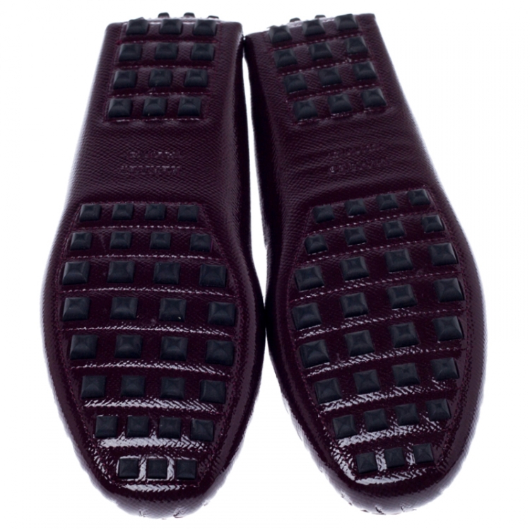 مملوكة مسبقًا Hermes Burgundy Patent Leather Irving Slip On Loafers Size 37.5