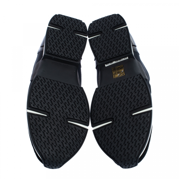 Pre Owned Hermes Black Neoprene and Leather Run Sneakers Size 39