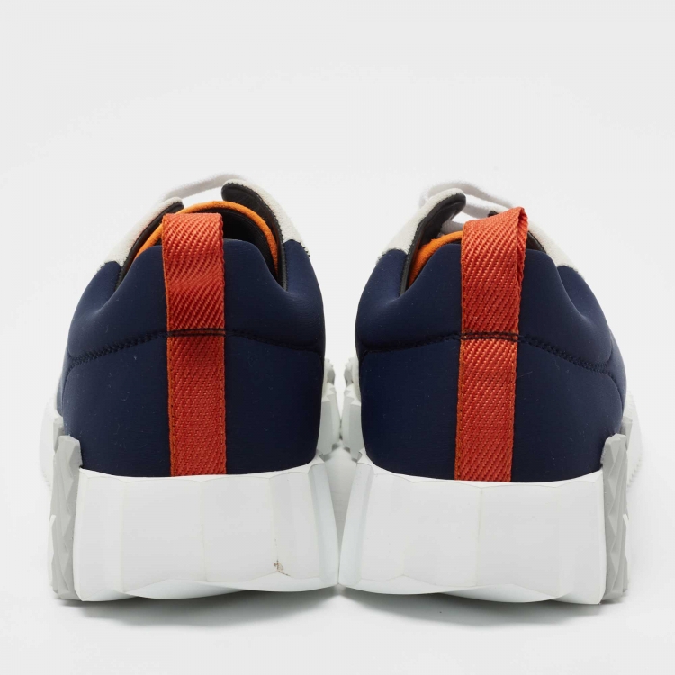 Pre Owned Hermès  Navy Blue/Grey Suede and Nylon Boucning Sneakers Size 39