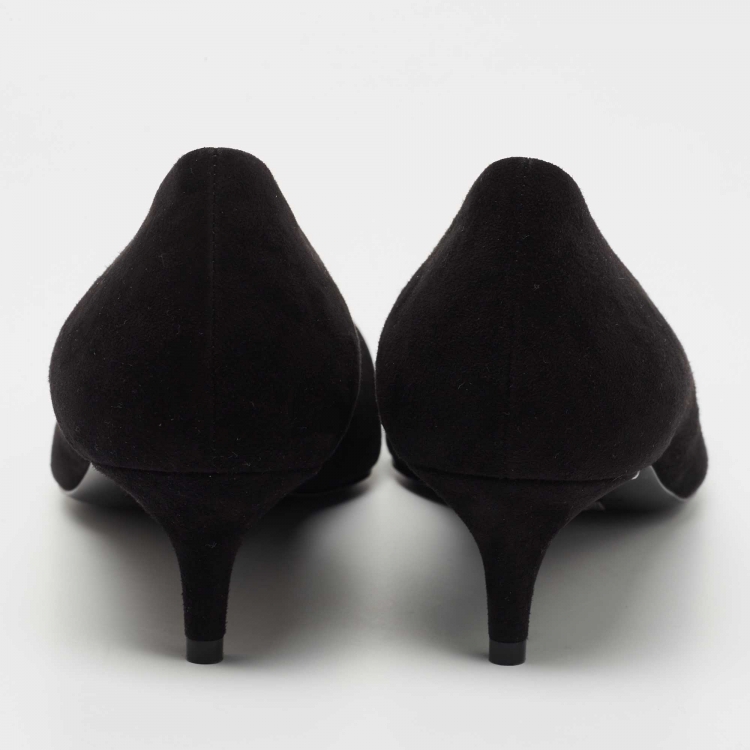 Pre Owned Hermes Black Suede Blush Pumps Size 39