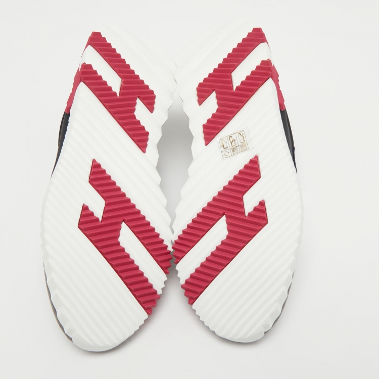 Pre Owned Hermes Tricolor Neoprene and Suede Bouncing Sneakers Size 37