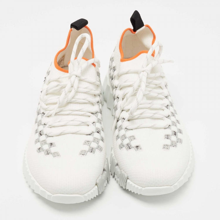 Pre Owned Hermes White Knit Fabric Flex Sneakers Size 36.5