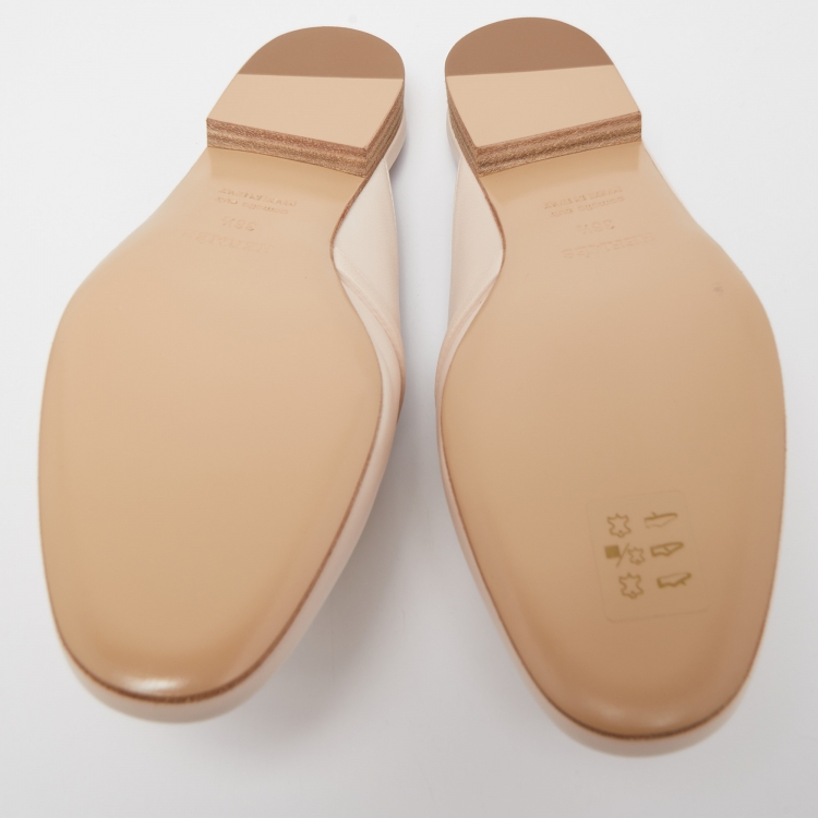 Pre Owned Hermes Cream Leather Oz Mules Size 36.5 