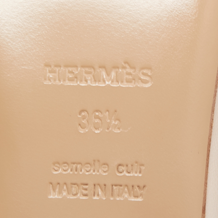 Pre Owned Hermes Cream Leather Oz Mules Size 36.5 