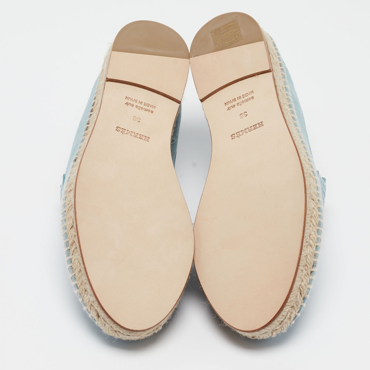 Pre Owned Hermès Blue Suede Trip Espadrille Flats Size 38
