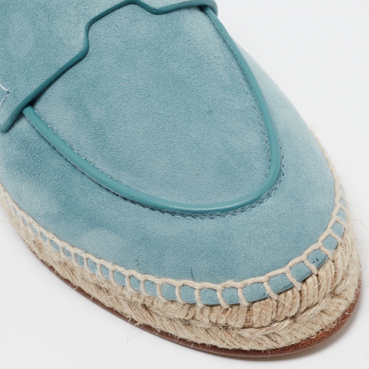 Pre Owned Hermès Blue Suede Trip Espadrille Flats Size 38