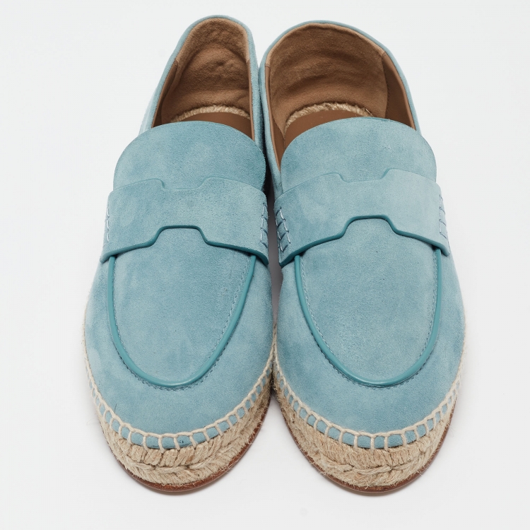 Pre Owned Hermès Blue Suede Trip Espadrille Flats Size 38