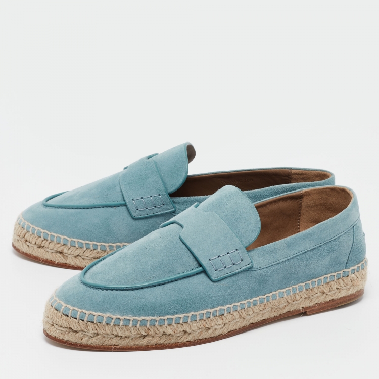 Pre Owned Hermès Blue Suede Trip Espadrille Flats Size 38