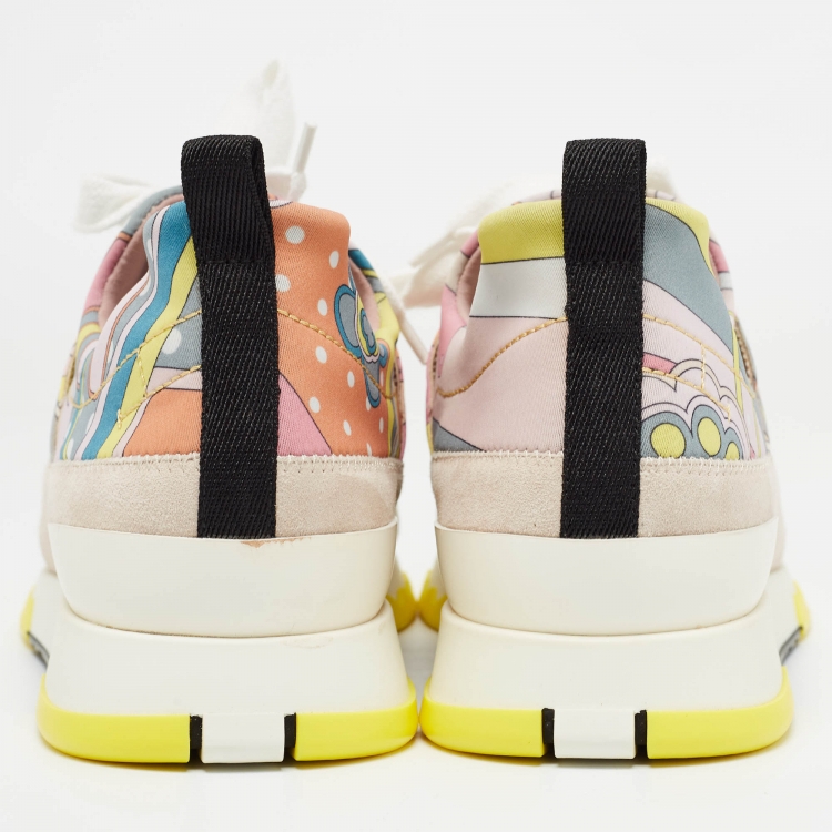 Pre Owned Hermes Multicolor Fabric and Suede Stadium Sneakers Size 38