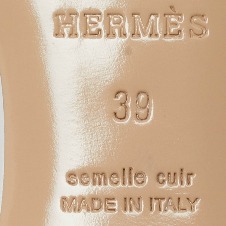 Pre Owned Hermès White Leather Invincible Slide Sandals Size 39