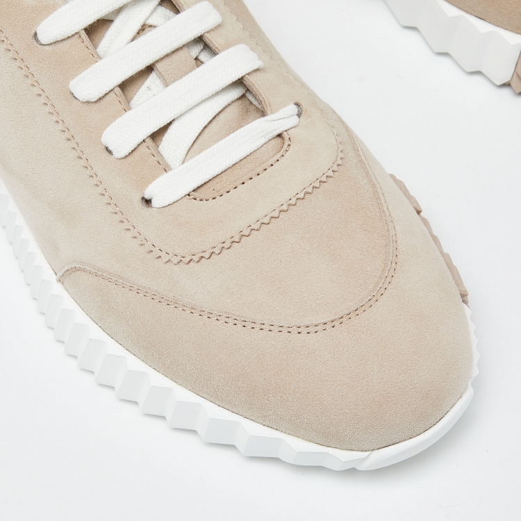 Pre Owned Hermes Beige Suede Bouncing Sneakers Size 38.5