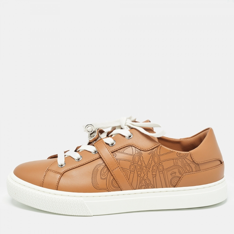 Pre Owned Hermès Brown Leather Day Low Top Sneakers Size 39