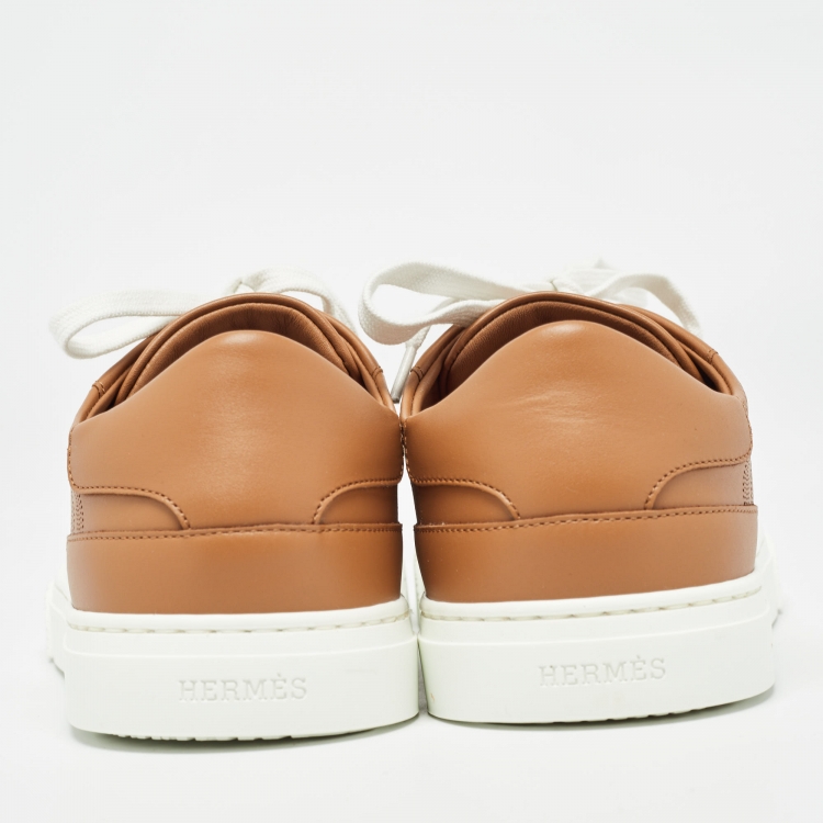 Pre Owned Hermès Brown Leather Day Low Top Sneakers Size 39