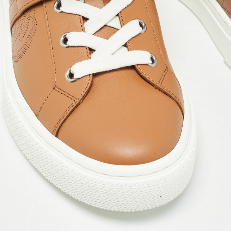 Pre Owned Hermès Brown Leather Day Low Top Sneakers Size 39