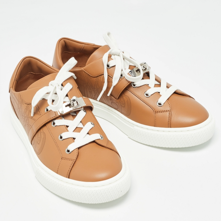 Pre Owned Hermès Brown Leather Day Low Top Sneakers Size 39