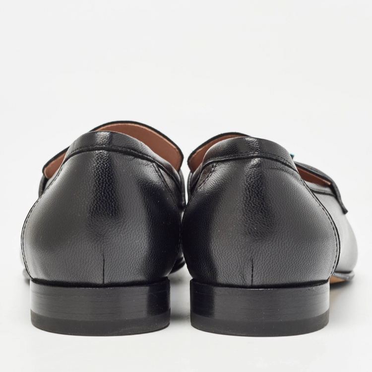 Pre Owned Hermès Black Leather Paris Loafers Size 40